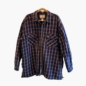 High Sierra Mens XL Plaid Flannel Shirt Navy Red & White Button-Up Long Sleeve